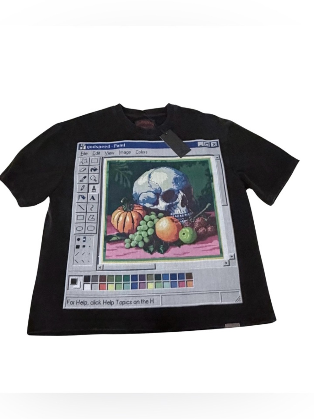 Godspeed GS Paint T-Shirt Black Skull Fruit MS Paint Graphic Tee Medium! NEW
